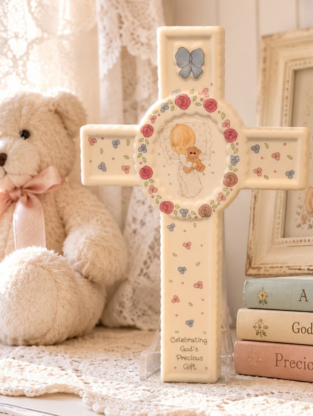 NEW Precious Moments Cross Celebrating God's Precious Gift Baptism/Christening